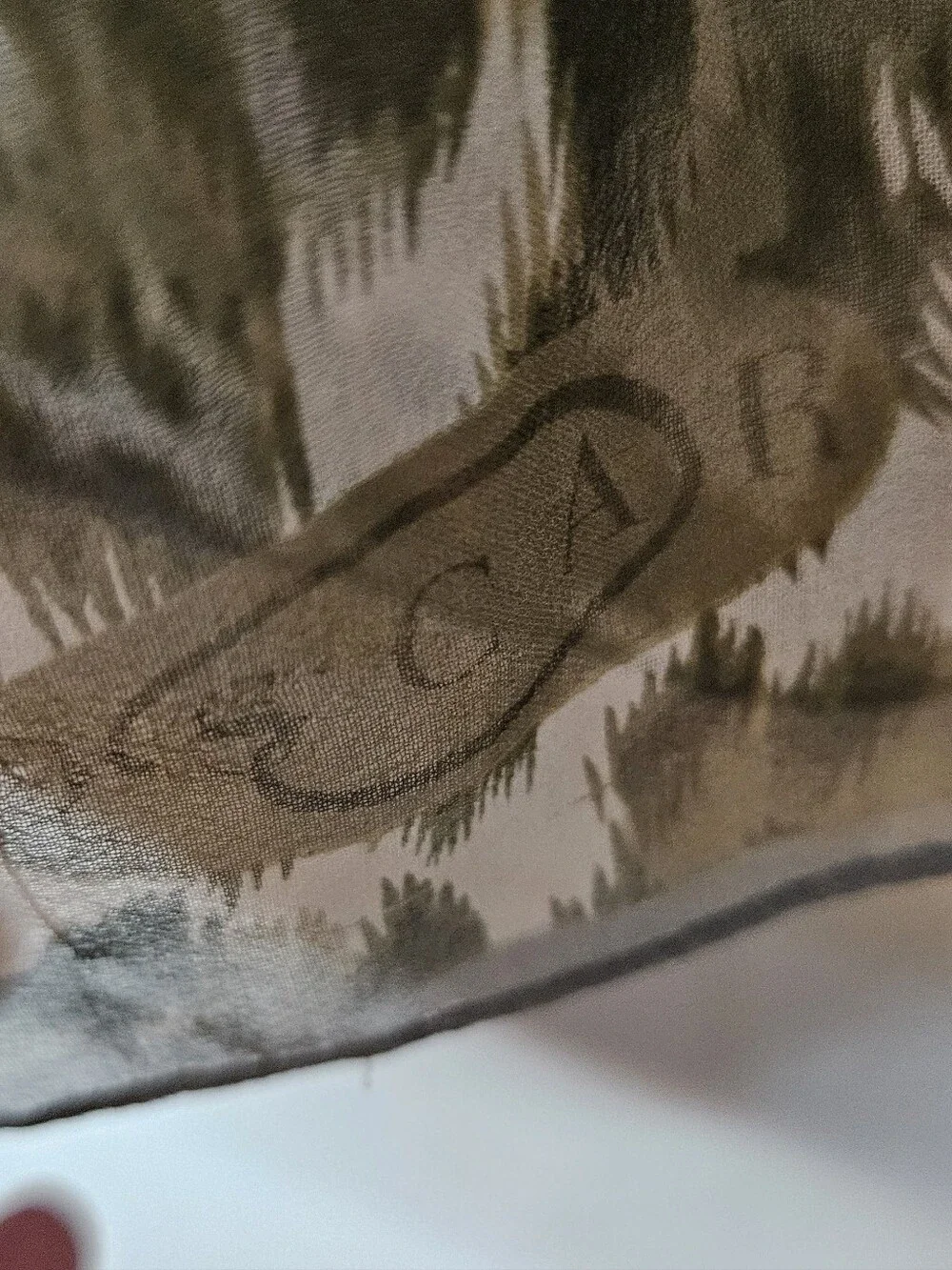 Oscar De La Renta Silk Scarf Leopard Paisley Green Brown 15×58